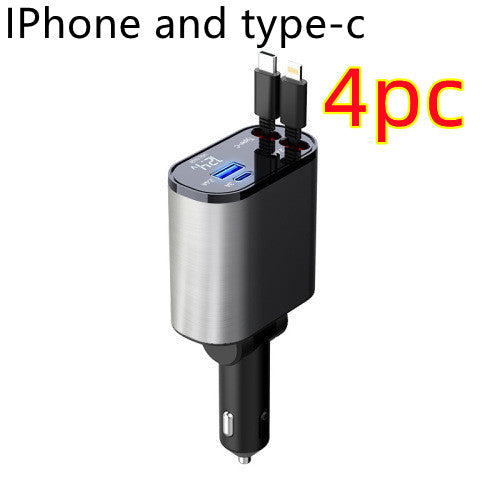 100W Super Fast Car Charger - Dual USB & Type-C Metal Adapter for iPhone & Android