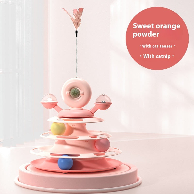 4-Level Interactive Cat Roller Tower