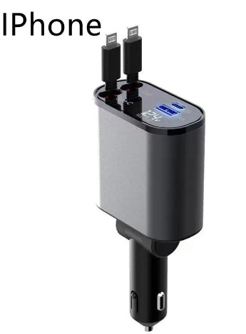 100W Super Fast Car Charger - Dual USB & Type-C Metal Adapter for iPhone & Android