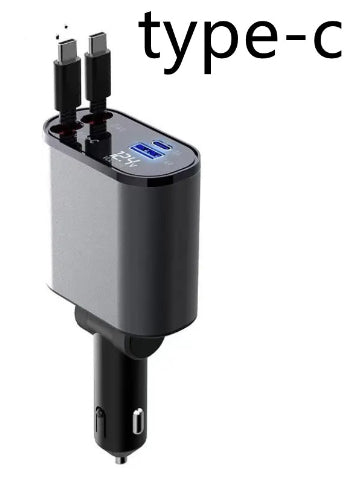 100W Super Fast Car Charger - Dual USB & Type-C Metal Adapter for iPhone & Android