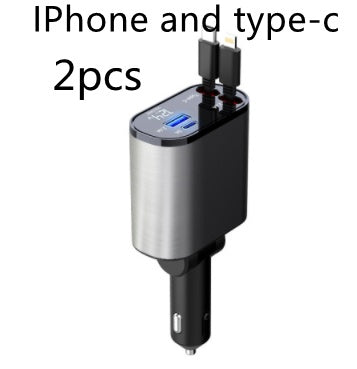100W Super Fast Car Charger - Dual USB & Type-C Metal Adapter for iPhone & Android