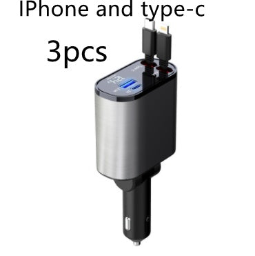 100W Super Fast Car Charger - Dual USB & Type-C Metal Adapter for iPhone & Android